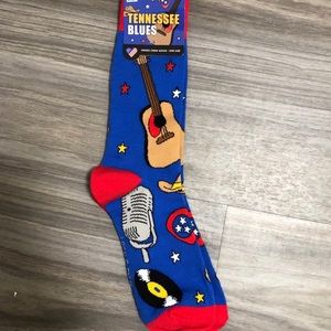 Tennessee Blue unisex socks cowboy hat Mic record stars guitar pick guitar NWT